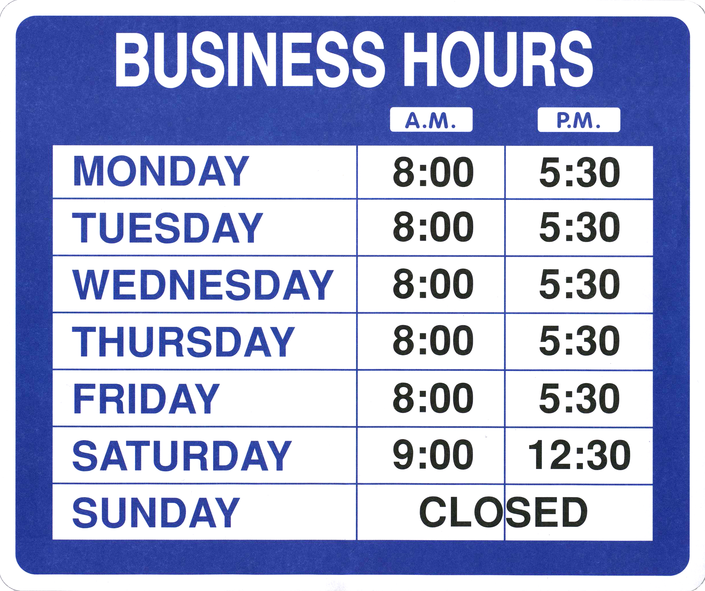 Printable Business Hours Sign Template Sampletemplate my id